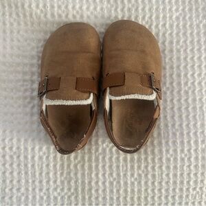Kids Brown Suede Slip-On Shoes with Shearling Lining